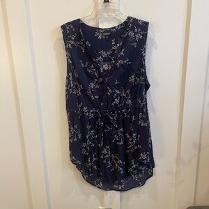 Torrid Navy Floral Sleeveless Blouse